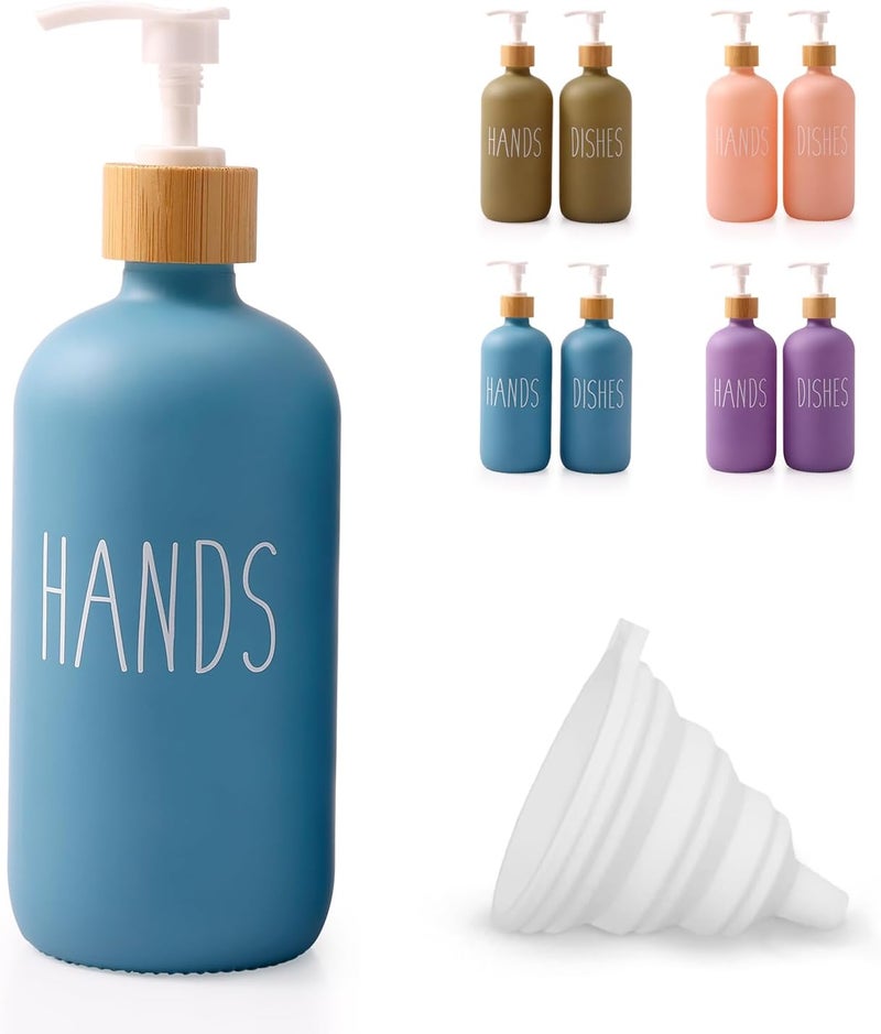 Loochica Blue Glass Kitchen Soap Dispenser, Detergent Dispenser or Hands Soap Dispenser for Kitchen Sink, Blue Soap Dispenser, Modern Blue Decor Soap Pump for Kitchen Organization - Image 1